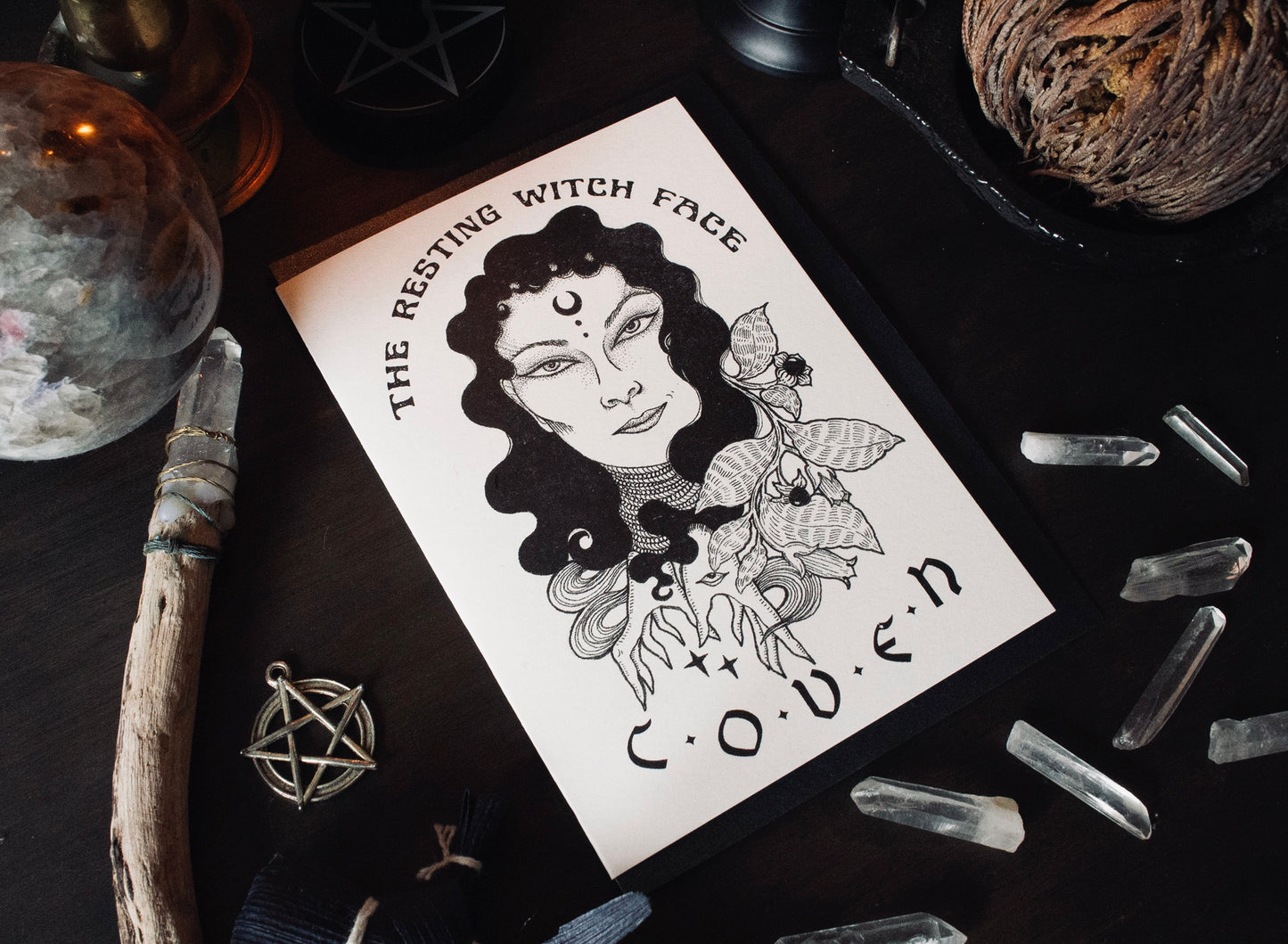 RESTING WITCH FACE GREETING CARD