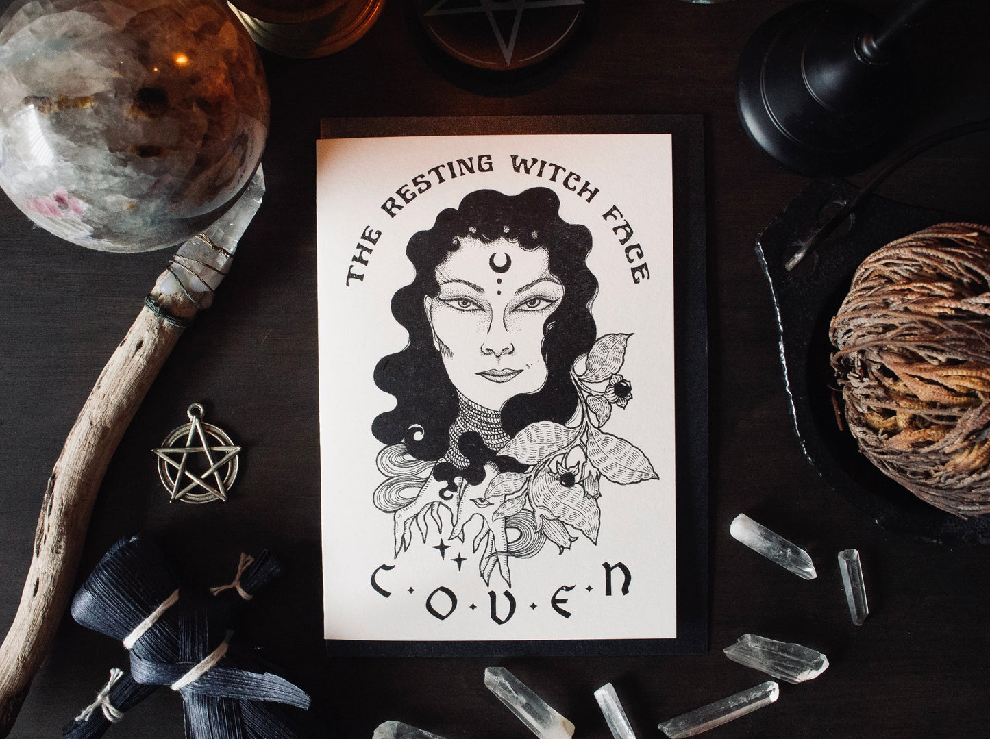 RESTING WITCH FACE GREETING CARD