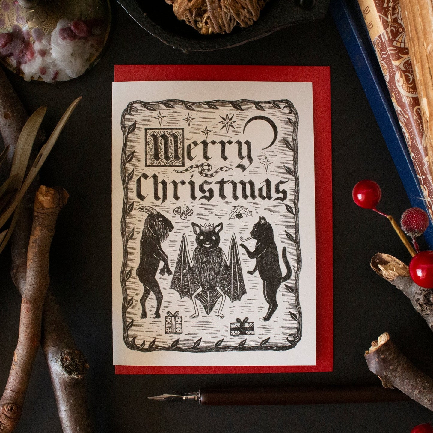 MERRY CHRISTMAS FAMILIARS GREETING CARD